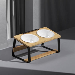 Ceramic Double Pet Feeding Bowl Stand: A Must-Have for Pawsome Dining!