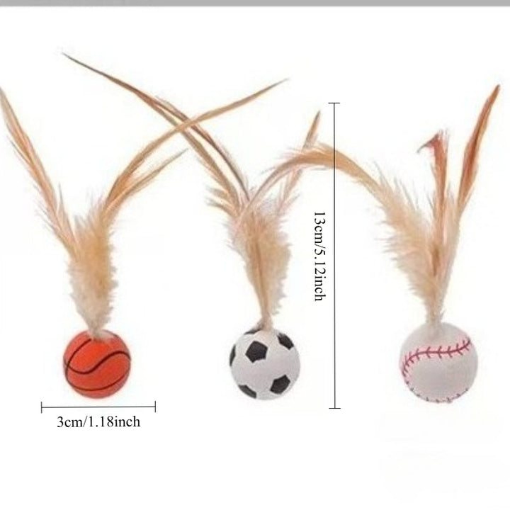 Interactive Pet Feather Bouncy Ball Boredom Relief Toy